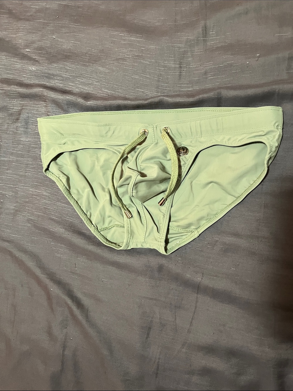 Men's Light Green Swim Trunks with Drawstring Waist